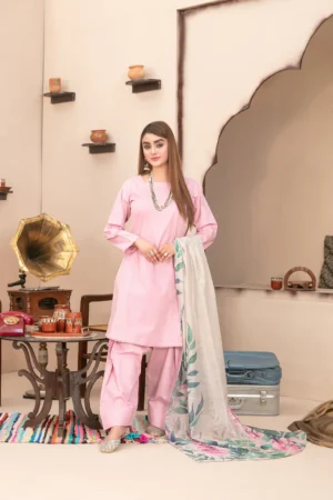 Pushpa (The Farshi Edit) – 3 Piece Ready-to-Wear Cotton Jacquard Suit by Tawakkal Fabrics