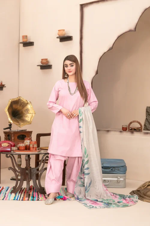 Pushpa (The Farshi Edit) – 3 Piece Ready-to-Wear Cotton Jacquard Suit by Tawakkal Fabrics